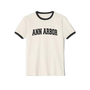 Ann Arbor, Michigan Cotton Ringer Graphic Tee - Unisex Ann Arbor T Shirt, Vintage Style Tee, Men's/Women's Tee - 0