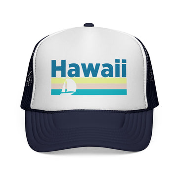 Hawaii Retro Sailboat Trucker Hat - 0