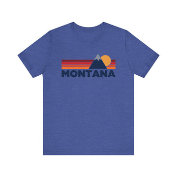 Buy heather-true-royal Retro Montana T-shirt, Mountain Tee, Vintage Montana Unisex Jersey Shirt, Outdoor Hiking Apparel