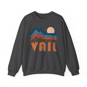 Buy dark-heather Vail, Colorado Sweatshirt Retro Mountains, Vail Unisex Graphic Crewneck