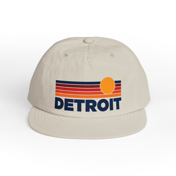 Detroit, Michigan retro sunset Surf Cap | vintage striped sun state hat