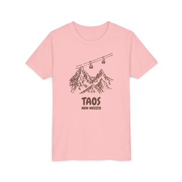 Buy pink Taos, New Mexico Youth T-Shirt — Vintage Gondola Ski Mountain Tee