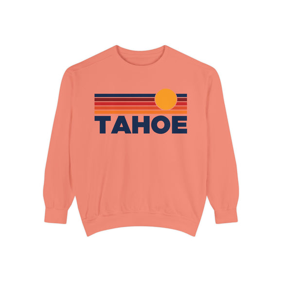 Lake Tahoe, California Sunset Stripes Sweatshirt | Comfort Colors - 100% Cotton