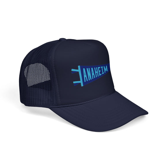 Anaheim, California Pennant Trucker Hat — Retro Flag Foam Cap