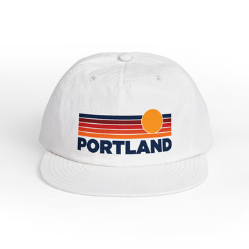 Portland, Oregon retro sunset Surf Cap | vintage striped sun state hat