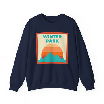 Buy navy Retro Winter Park, Colorado Sweatshirt, Mountain Sun Design, Unisex Crewneck, Gift for Outdoorsy Friends, Vintage Jumper