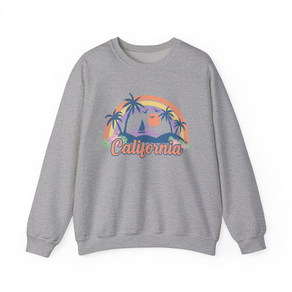 California Sweatshirt - Unisex Retro Beach California Crewneck Sweatshirt