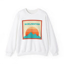 Retro Burlington, Vermont Sweatshirt, Mountain Sun Design, Unisex Crewneck, Gift for Outdoorsy Friends, Vintage Burlington, Vermont Jumper-1