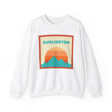 Retro Burlington, Vermont Sweatshirt, Mountain Sun Design, Unisex Crewneck, Gift for Outdoorsy Friends, Vintage Burlington, Vermont Jumper