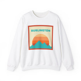 Retro Burlington, Vermont Sweatshirt, Mountain Sun Design, Unisex Crewneck, Gift for Outdoorsy Friends, Vintage Burlington, Vermont Jumper