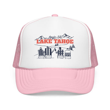 Buy light-pink-white Lake Tahoe, California Après-ski Trucker Hat — Foam Mesh Cap