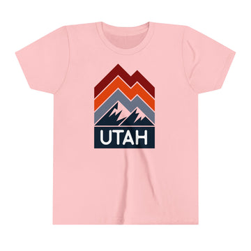 Buy pink Utah Youth Shirt - Retro Mountain Utah Kid's T-Shirt - Chevron Peaks