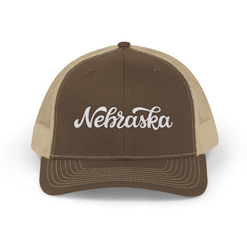 Buy brown-khaki Nebraska Snapback Trucker Cap - Embroidered Nebraska Hat