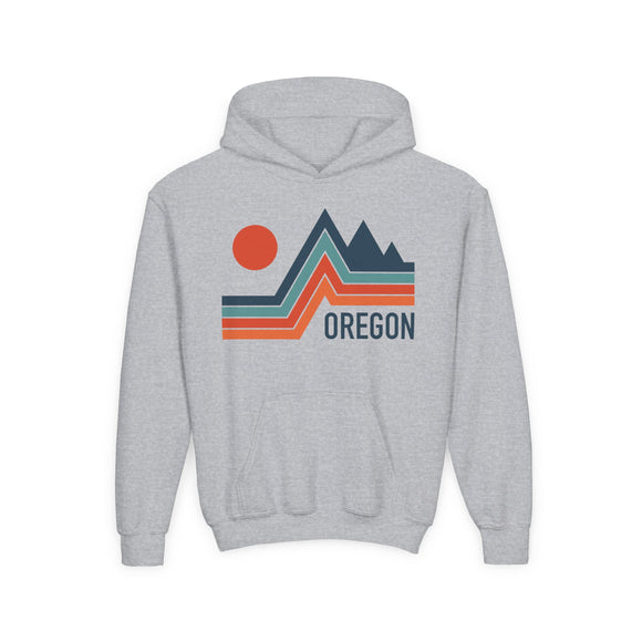 Oregon Youth Hoodie - Retro Mountain Oregon Youth Sweatshirt