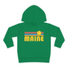 Maine Toddler Hoodie - Retro Sunrise Unisex Maine Toddler Sweatshirt