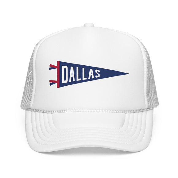 Dallas, Texas Pennant Trucker Hat — Retro Flag Foam Cap