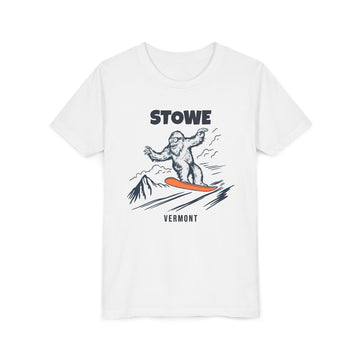 Stowe, Vermont Yeti Snowboard Youth Tee - Kids Skiing Shirt - 0