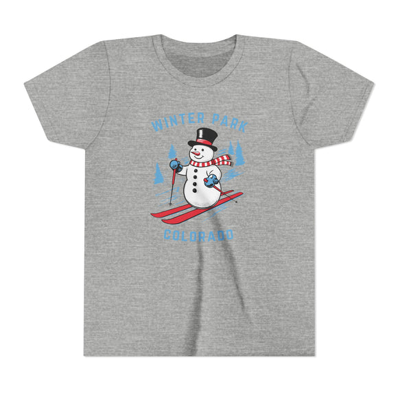 Winter Park, Colorado Youth Skiing Snowman Tee - Kids Winter Park T Shirt