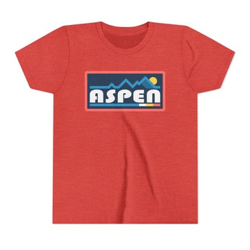 Buy heather-red Aspen, Colorado Youth Graphic Tee - Kids Aspen T Shirt