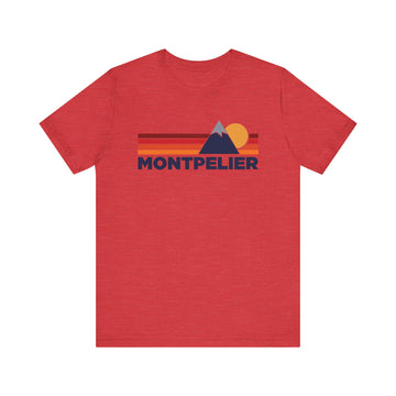 Buy heather-red Retro Montpelier, Vermont T-shirt, Mountain Tee, Vintage Montpelier Unisex Jersey Shirt, Outdoor Hiking Apparel