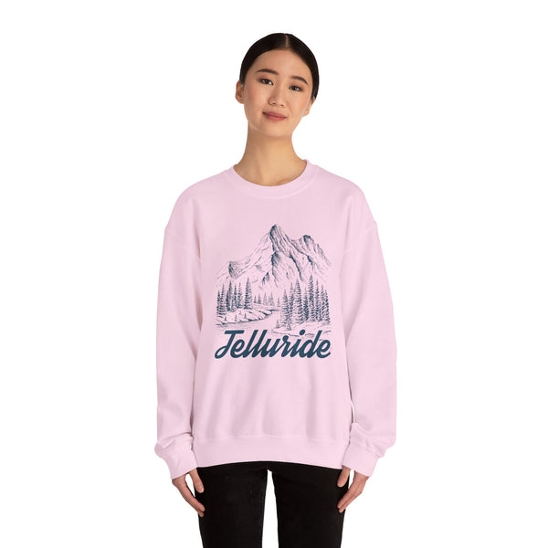 Telluride, Colorado Sweatshirt - Mountain Illustration Graphic Crewneck