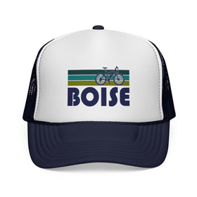 Buy dark-navy Boise, Idaho Retro Bike Trucker Hat - Vintage Style Boise Cap