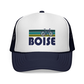 Buy dark-navy Boise, Idaho Retro Bike Trucker Hat - Vintage Style Boise Cap