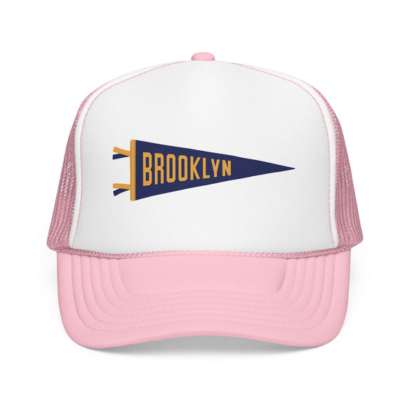 Brooklyn, New York Pennant Trucker Hat — Retro Flag Foam Cap