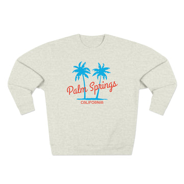 Buy oatmeal-heather Premium Palm Springs, California Sweatshirt - Retro Unisex Sweatshirt