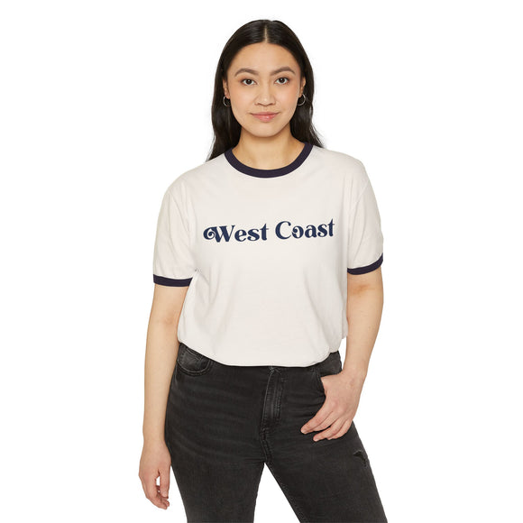 West Coast Cotton Ringer Graphic Tee, Unisex Tee, Ringer T-Shirt, Retro Tee, Vintage Tee, California Shirt