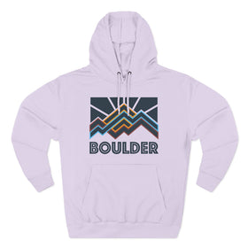 Buy lilac Boulder, Colorado Hoodie - Retro Mountain Unisex Sweatshirt
