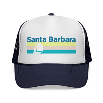 Santa Barbara, California Retro Sailboat Trucker Hat - 0