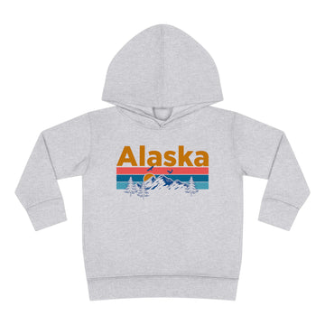 Alaska Toddler Hoodie - Retro Mountain Sun Unisex Alaska Toddler Sweatshirt - 0