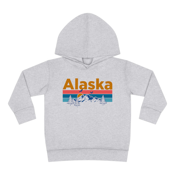 Alaska Toddler Hoodie - Retro Mountain Sun Unisex Alaska Toddler Sweatshirt