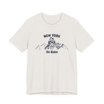 Buy vintage-white New York Ski Babe T‑Shirt - Retro Skiing Graphic Tee