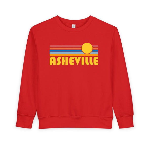 Asheville, North Carolina Toddler Sweatshirt - Retro Sun Asheville Toddler Crewneck Sweatshirt