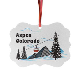 Aspen, Colorado Ornament Aluminum - Aspen, Colorado Mountain Gondola Christmas Ornament, Xmas Gift, Hanging Decoration, Winter Ornament
