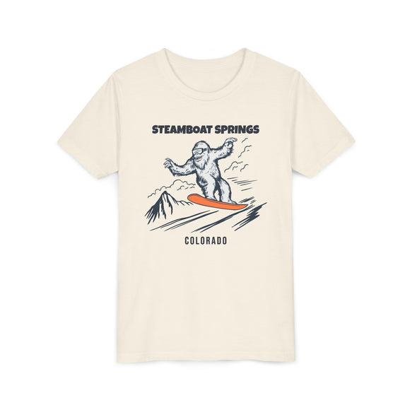 Steamboat Springs, Colorado Yeti Snowboard Youth Tee - Kids Skiing Shirt