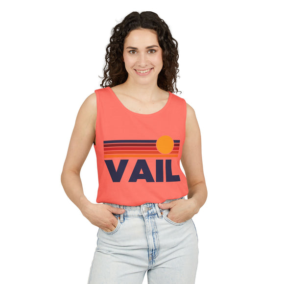 Vail, Colorado Retro Sunstripe Tank Top | Comfort Colors - 100% Cotton