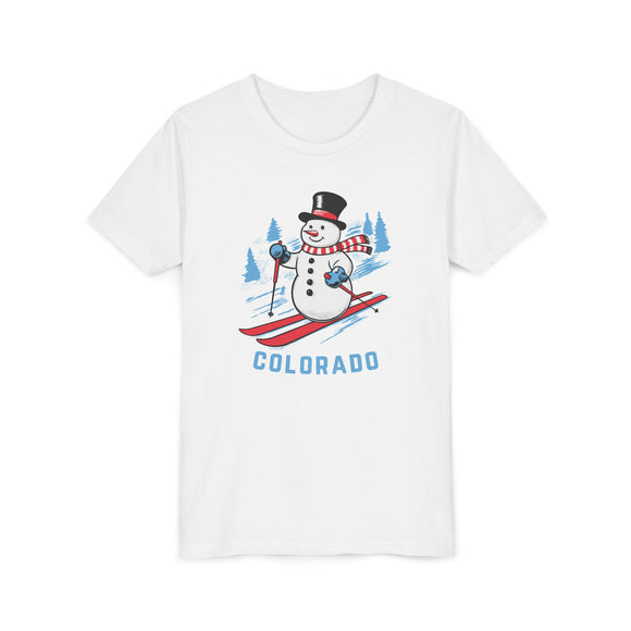 Colorado Youth Skiing Snowman Tee - Kids T Shirt