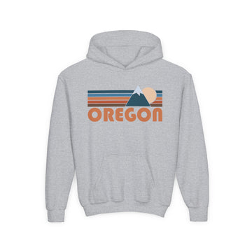 Buy sport-grey Oregon Youth Hoodie - Retro Mountain Oregon Youth Sweatshirt