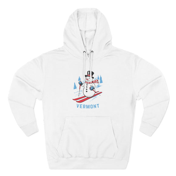 Premium Vermont Skiing Snowman Hoodie