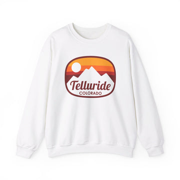 Buy white Telluride, Colorado Sweatshirt - Unisex Retro Ombre Crewneck Telluride Sweatshirt