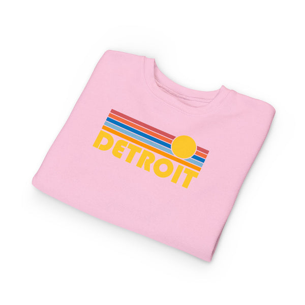 Detroit, Michigan Toddler Sweatshirt - Retro Sun Detroit Toddler Crewneck Sweatshirt