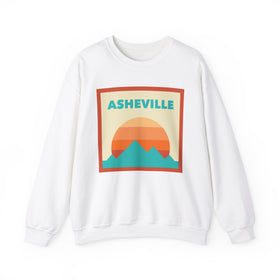 Retro Asheville, North Carolina Sweatshirt, Mountain Sun Design, Unisex Crewneck, Gift for Outdoorsy Friends, Vintage Jumper