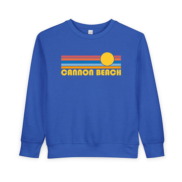 Cannon Beach, Oregon Toddler Sweatshirt - Retro Sun Cannon Beach Toddler Crewneck Sweatshirt - 0