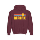 Maine Youth Hoodie - Retro Sun Maine Youth Sweatshirt-4