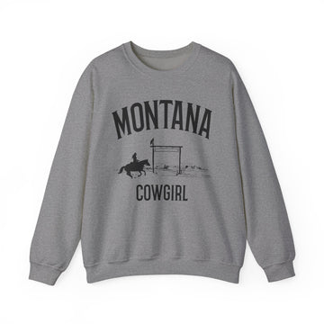 Buy graphite-heather Montana Sweatshirt - Mountain Cowgirl Graphic Crewneck