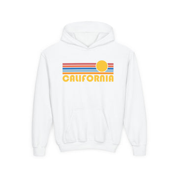 California Youth Hoodie, Retro Sunrise California Youth Sweatshirt