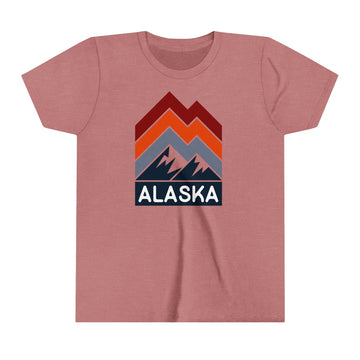 Alaska Youth Shirt - Retro Mountain Alaska Kid's T-Shirt - Chevron Peaks